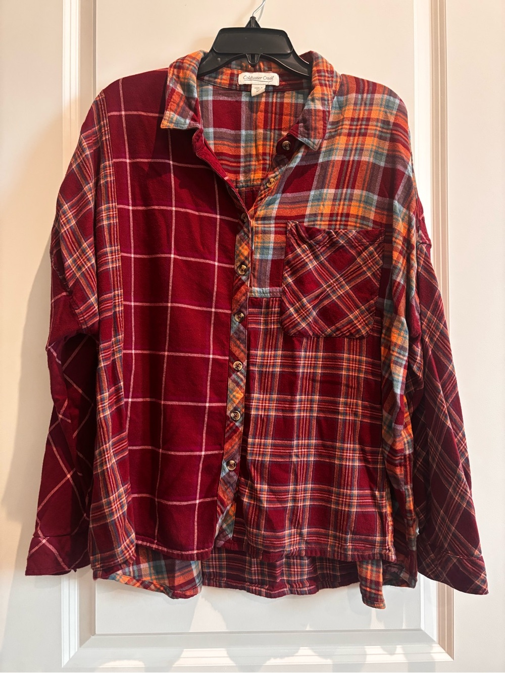 NWOT Coldwater Creek Mixed Plaid Flannel Shirt Women’s Plus Size 2X Oversized